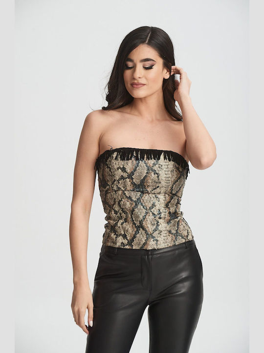 Boutique Bluză de Damă Corset Fără bretele Animal Print Multicoloră