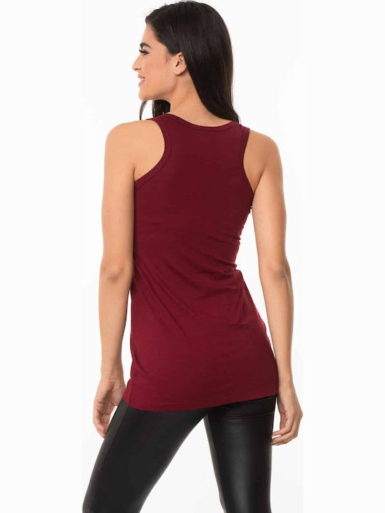Women's Tunic Dress Sleeveless Burgundy