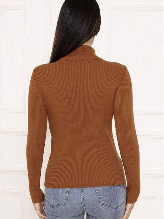 Beltipo Women's Long Sleeve Sweater Turtleneck Coffee