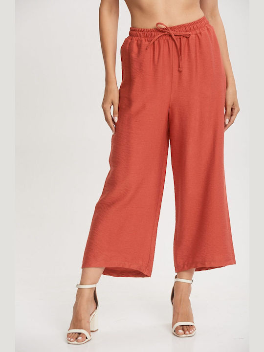 Lipsy London Femei Talie înaltă Tesatura Capri Pantaloni cu Elastic Portocaliu