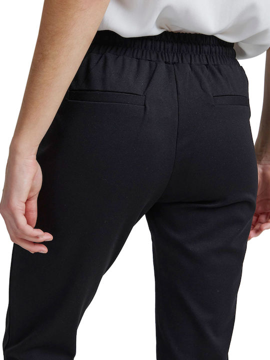 'kate' Women's High-waisted Fabric Trousers Black (10001/BLACK)