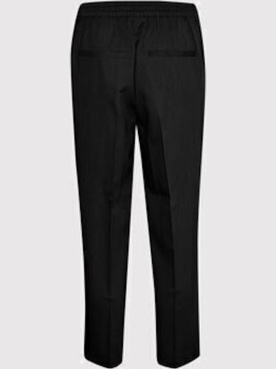 Damen Stoff Hose in Entspannter Passform Black.