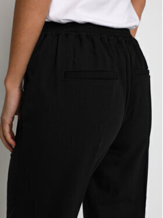 Damen Stoff Hose in Entspannter Passform Black.