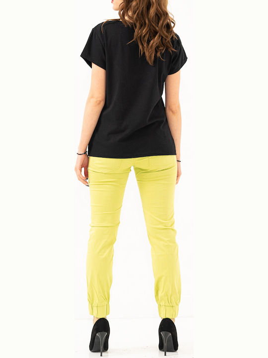 Damen Stoff Hose mit Gummizug Grün