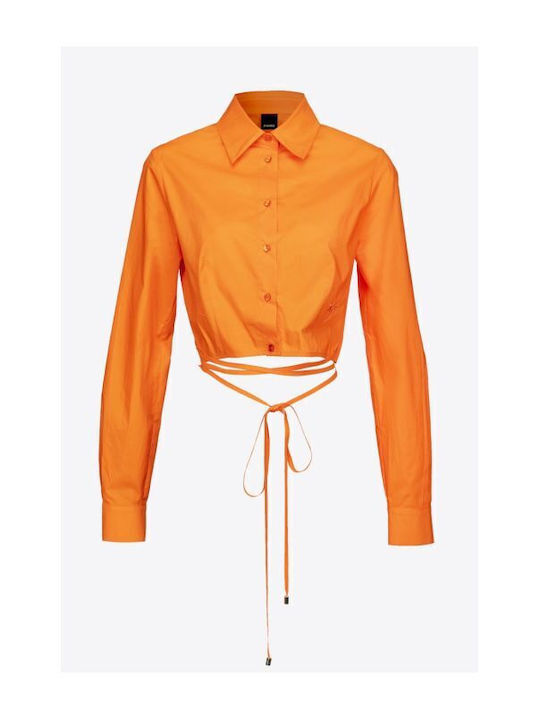 Caloroso Langärmelig Damen Hemd Orange Monochrom