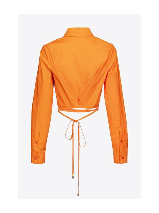 Caloroso Langärmelig Damen Hemd Orange Monochrom