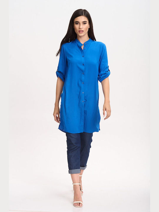 Lipsy London Women's Monochrome Long Sleeve Shirt Blue