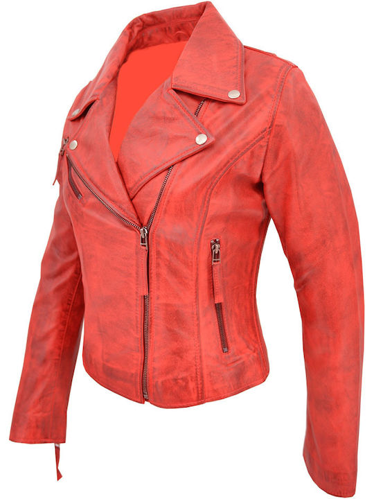 Dermatina 100 Leather Jacket Biker Leather Red