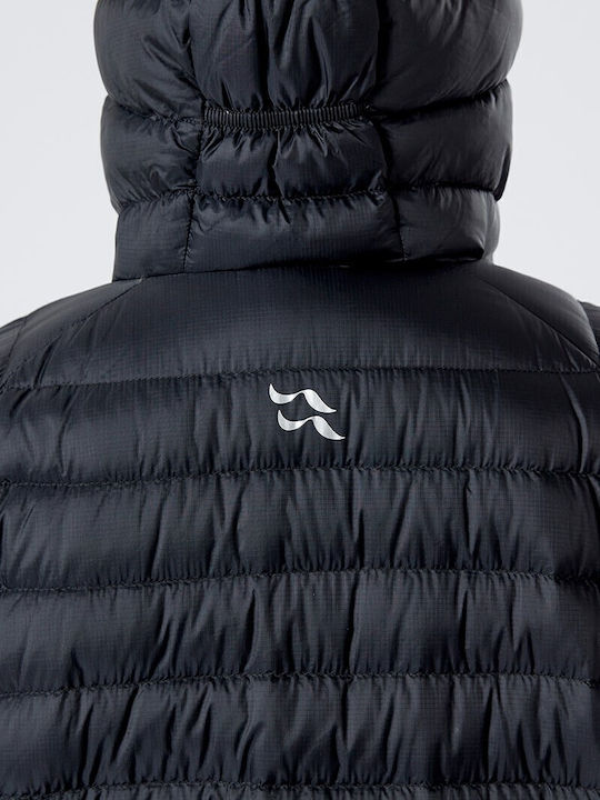 Microlight Alpine Women's Long Puffer Jacket Waterproof and Windproof for Winter Black