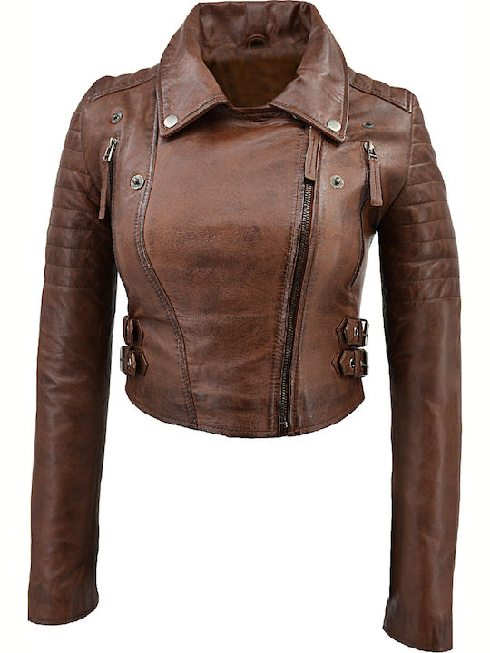 Damen Bikerjacke Cognac