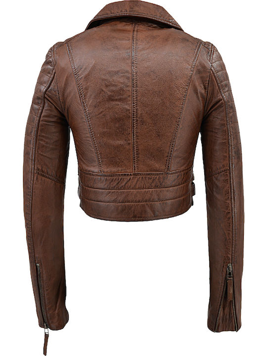 Damen Bikerjacke Cognac