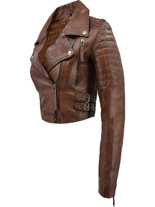 Damen Bikerjacke Cognac