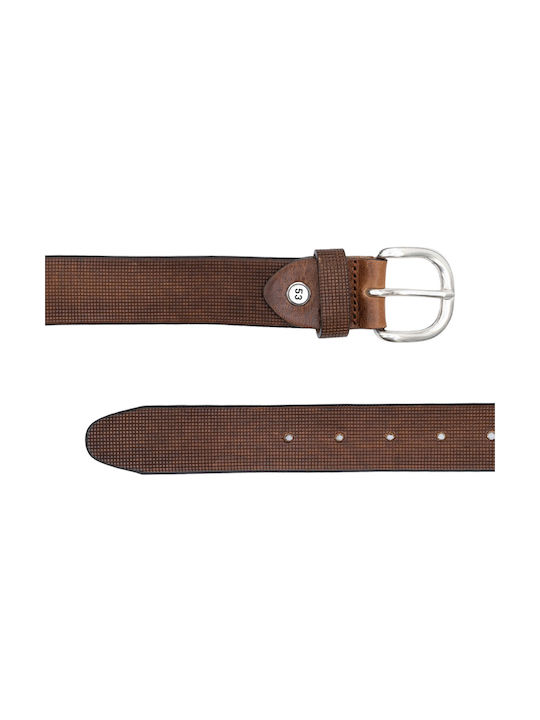 Minoronzoni 1953 Men's Leather Belt Tabac Brown