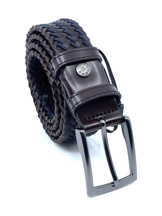 Legend Accessories Men's Knitted Leather Belt Navy Blue