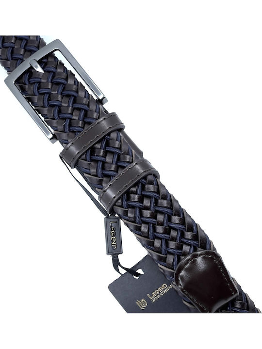 Men's Belt Leather Knitted Navy Blue