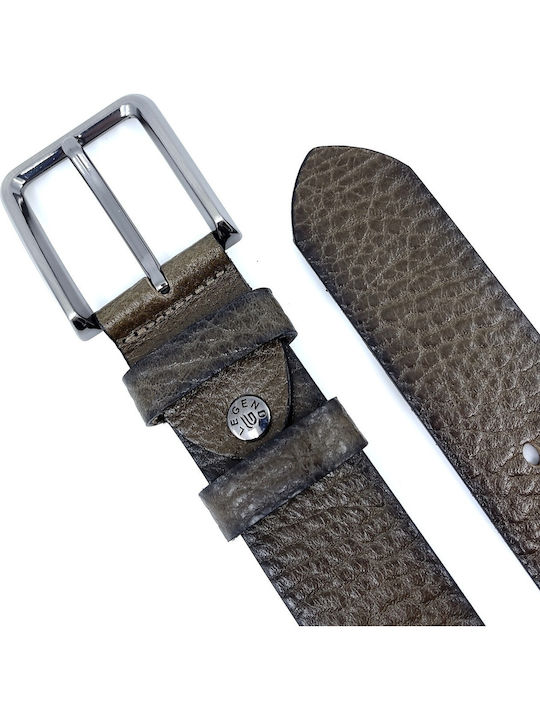 Wide Men's Belt Leather Khaki