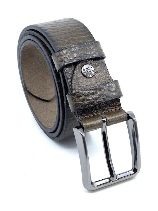 Wide Men's Belt Leather Khaki
