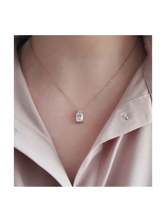 Necklace from Rose Gold 14K with Zircon