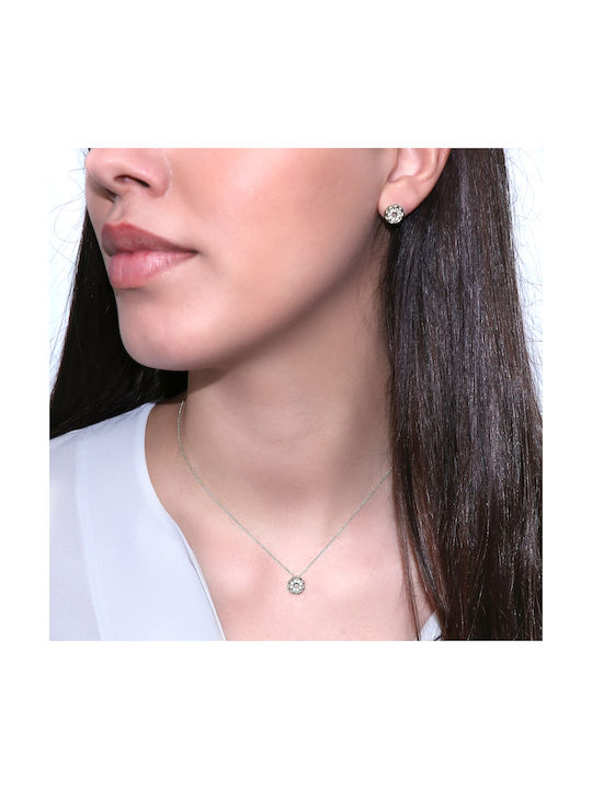 Necklace from White Gold 14K with Zircon