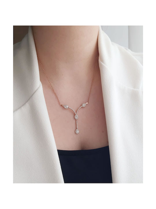 Necklace from Rose Gold 14K with Zircon