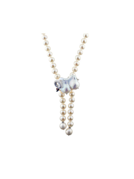 Necklace from White Gold 18k with Pearls