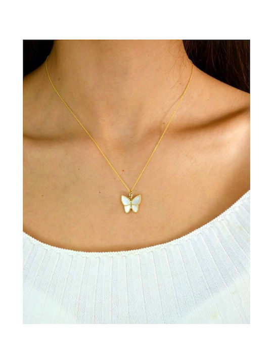 Necklace with design Butterfly from Gold 14K