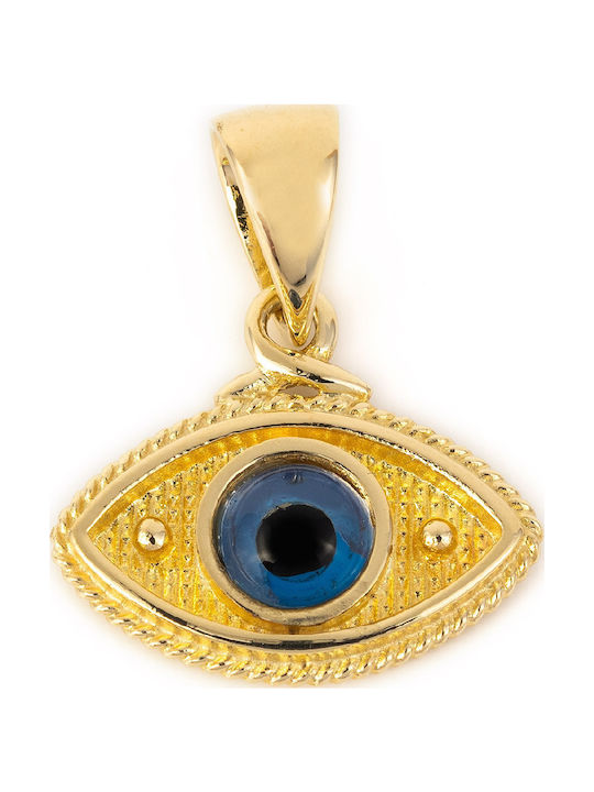 George Art Jewels Κολιέ Βυζαντινό Φυλαχτό Ματάκι από Χρυσό 14Κ