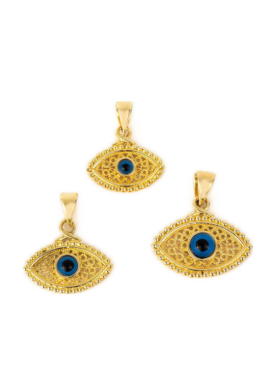 George Art Jewels Κολιέ Βυζαντινό Φυλαχτό Ματάκι από Χρυσό 14Κ