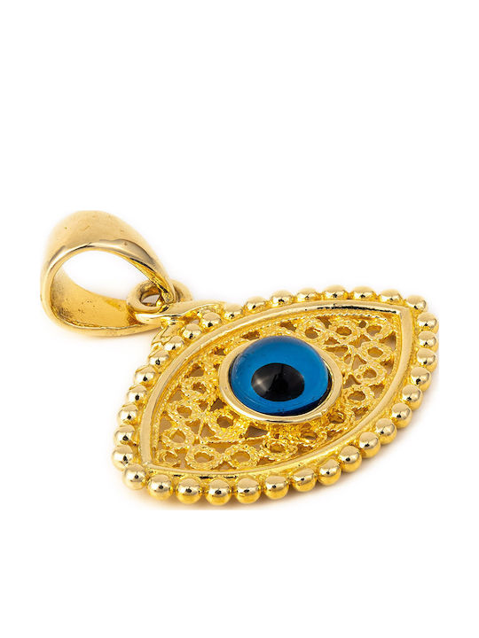 George Art Jewels Κολιέ Βυζαντινό Φυλαχτό Ματάκι από Χρυσό 14Κ