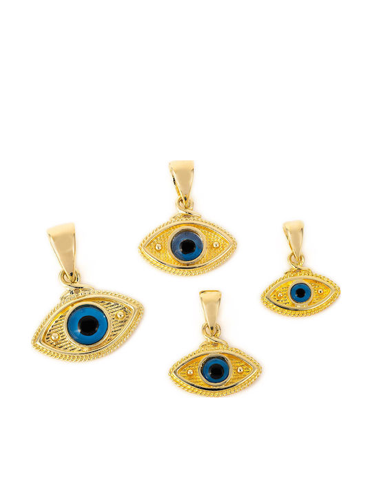 George Art Jewels Κολιέ Βυζαντινό Φυλαχτό Ματάκι από Χρυσό 14Κ