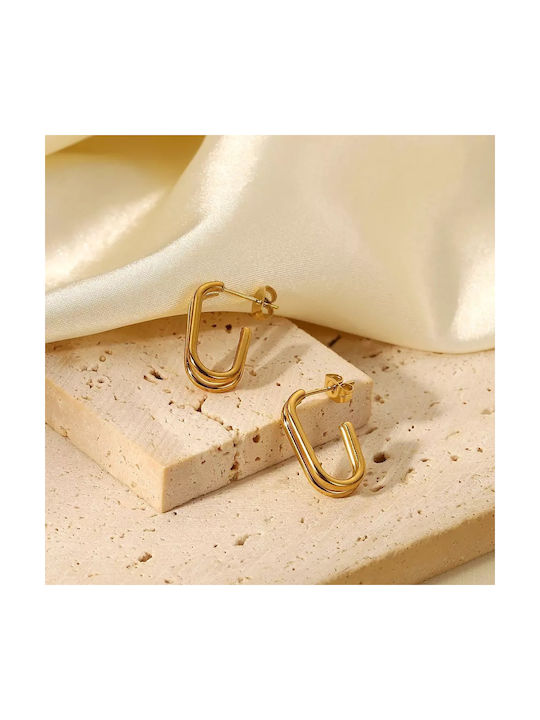 U-shaped Earrings Pendants made of Steel Gold Plated