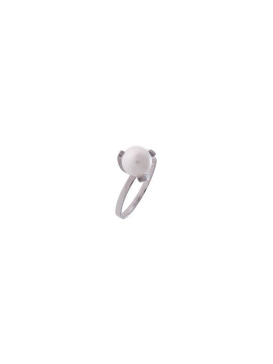 Women's Ring with Pearls from White Gold 14K