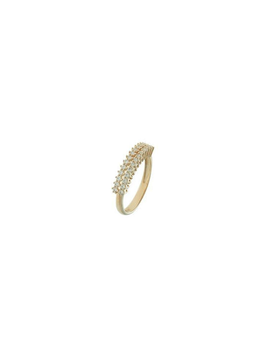 Women's Gold Half Eternity Ring with Zircon 14K