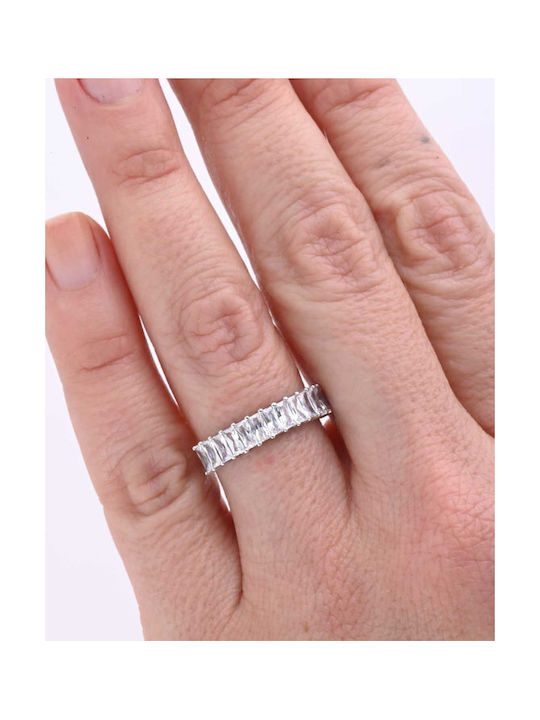 Fa Cad'oro Women's White Gold Eternity Ring No 54 with Zircon 14K