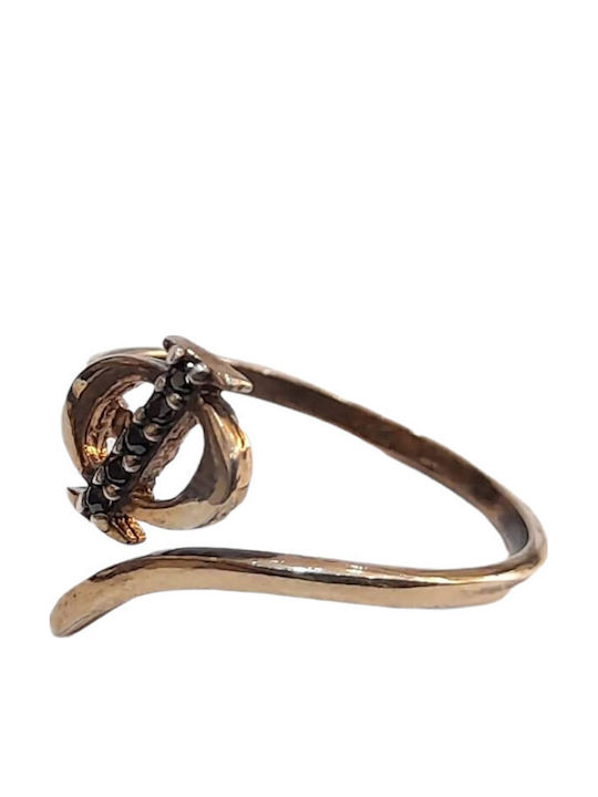 One Jewellery Γυναικείο Σεβαλιέ Δαχτυλίδι από Ασήμι Επιχρυσωμένο