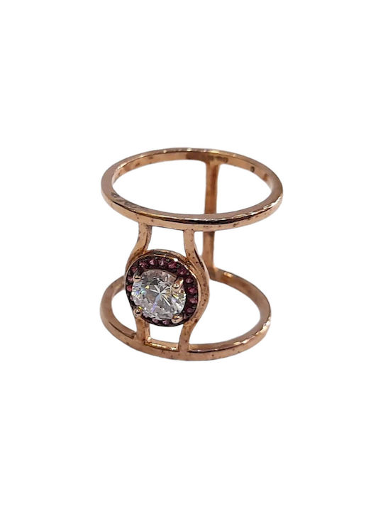 One Women's Ring with Zircon from Silver Gold Plated