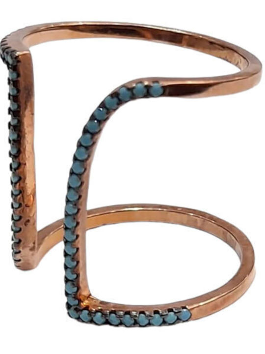One Jewellery Γυναικείο Σεβαλιέ Δαχτυλίδι από Ασήμι Επιχρυσωμένο
