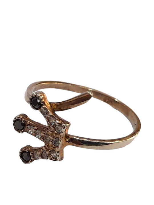 One Jewellery Γυναικείο Δαχτυλίδι με Πέτρες από Ασήμι Επιχρυσωμένο