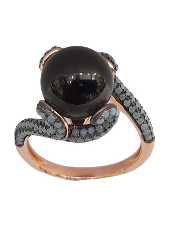 One Jewellery Γυναικείο Δαχτυλίδι με Ζιργκόν από Ασήμι Επιχρυσωμένο