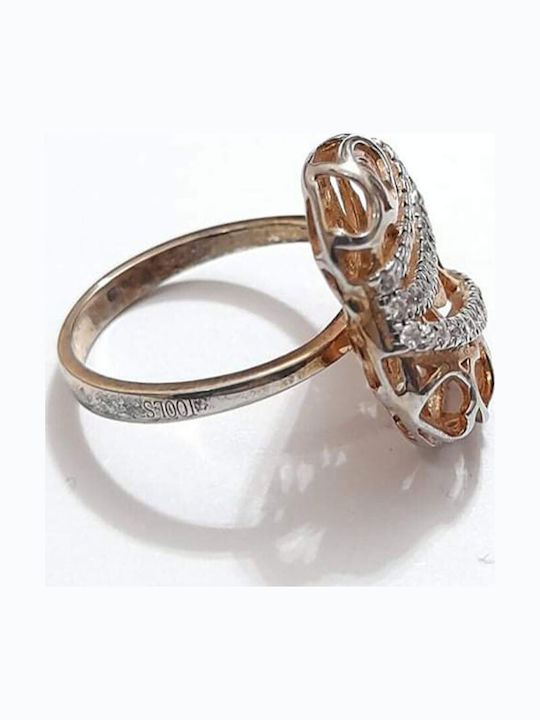 One Jewellery Femeie Inel cu Zirconiu din Argint Placat cu aur