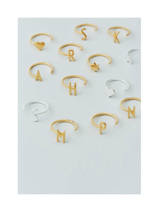 Design Letters ''z'' Γυναικείο Δαχτυλίδι από Ασήμι Επιχρυσωμένο