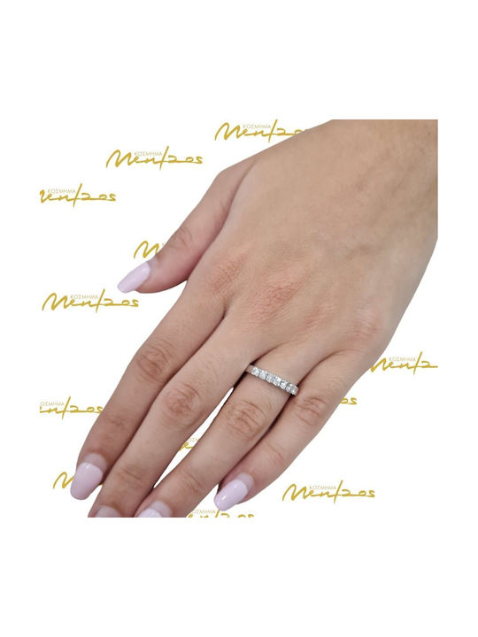 Mentzos Ring with Diamond made of White gold 18K