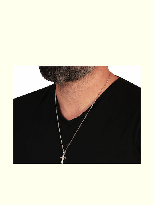 Abadianakis Cruce din Aur Alb de 14K