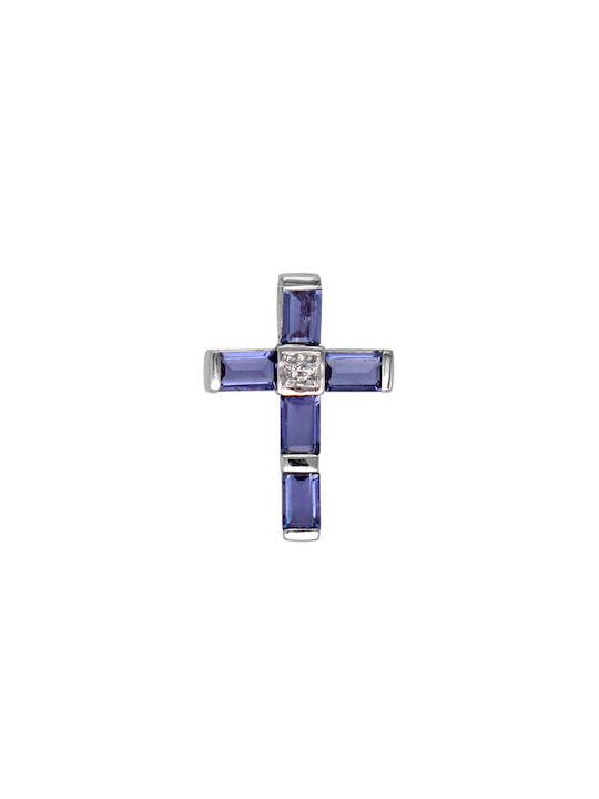 Weißgold Kreuz 18K mit Kette