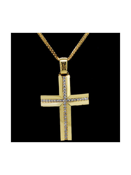 Damen Gold Kreuz 14K mit Kette