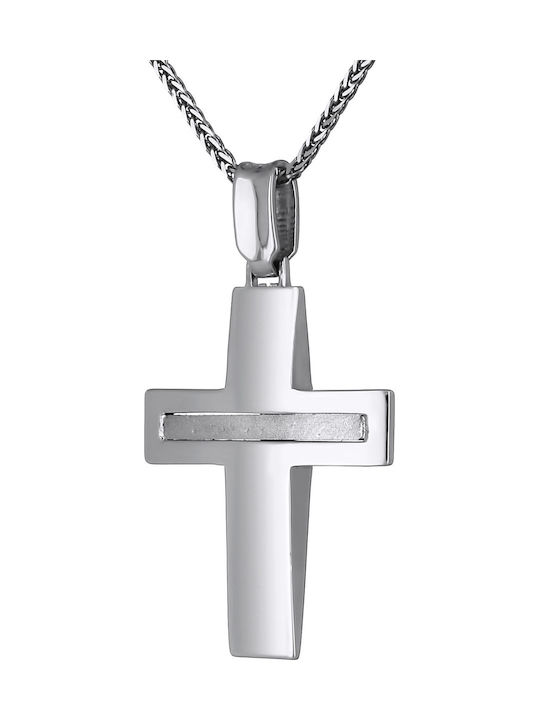 Damen Weißgold Kreuz 14K Beidseitig