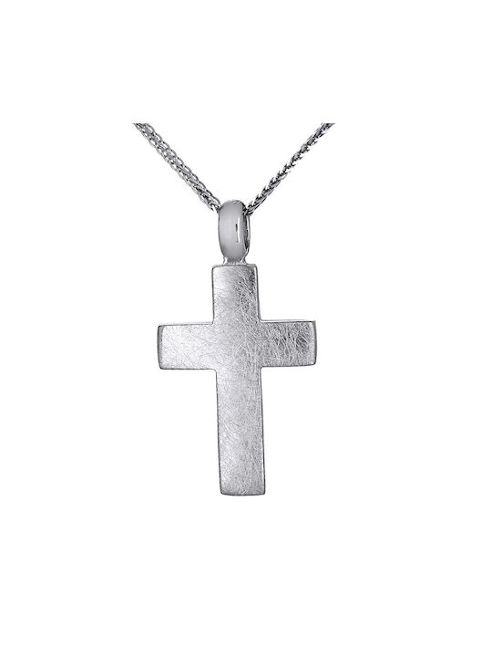 Men's White Gold Cross 14K Double Sided