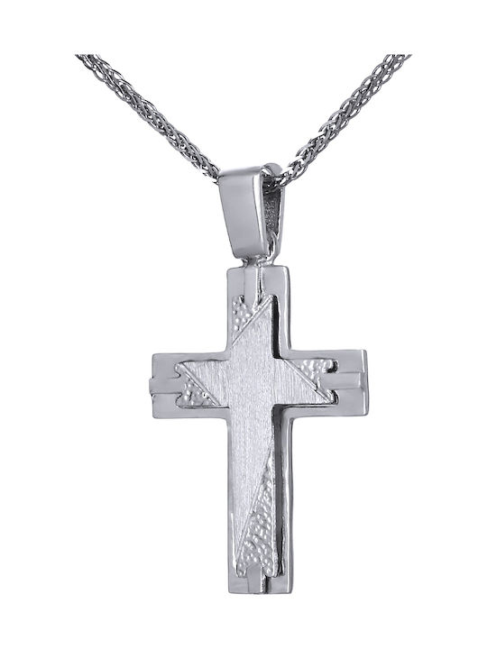 Men's White Gold Cross 14K Double Sided with the Crucified