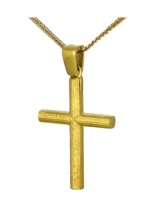 Men's Gold Cross 14K Double Sided