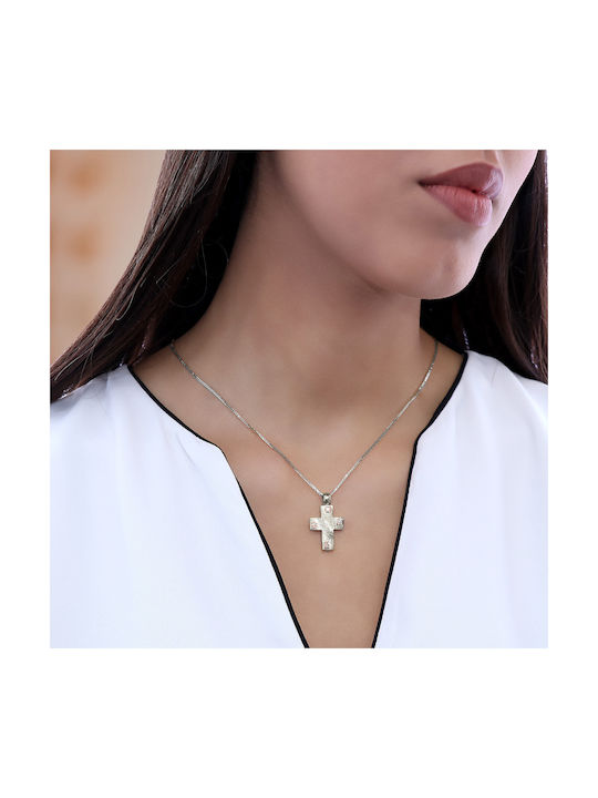 Damen Weißgold Kreuz 14K